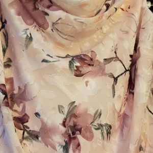 Tea length floral dress and matching drape